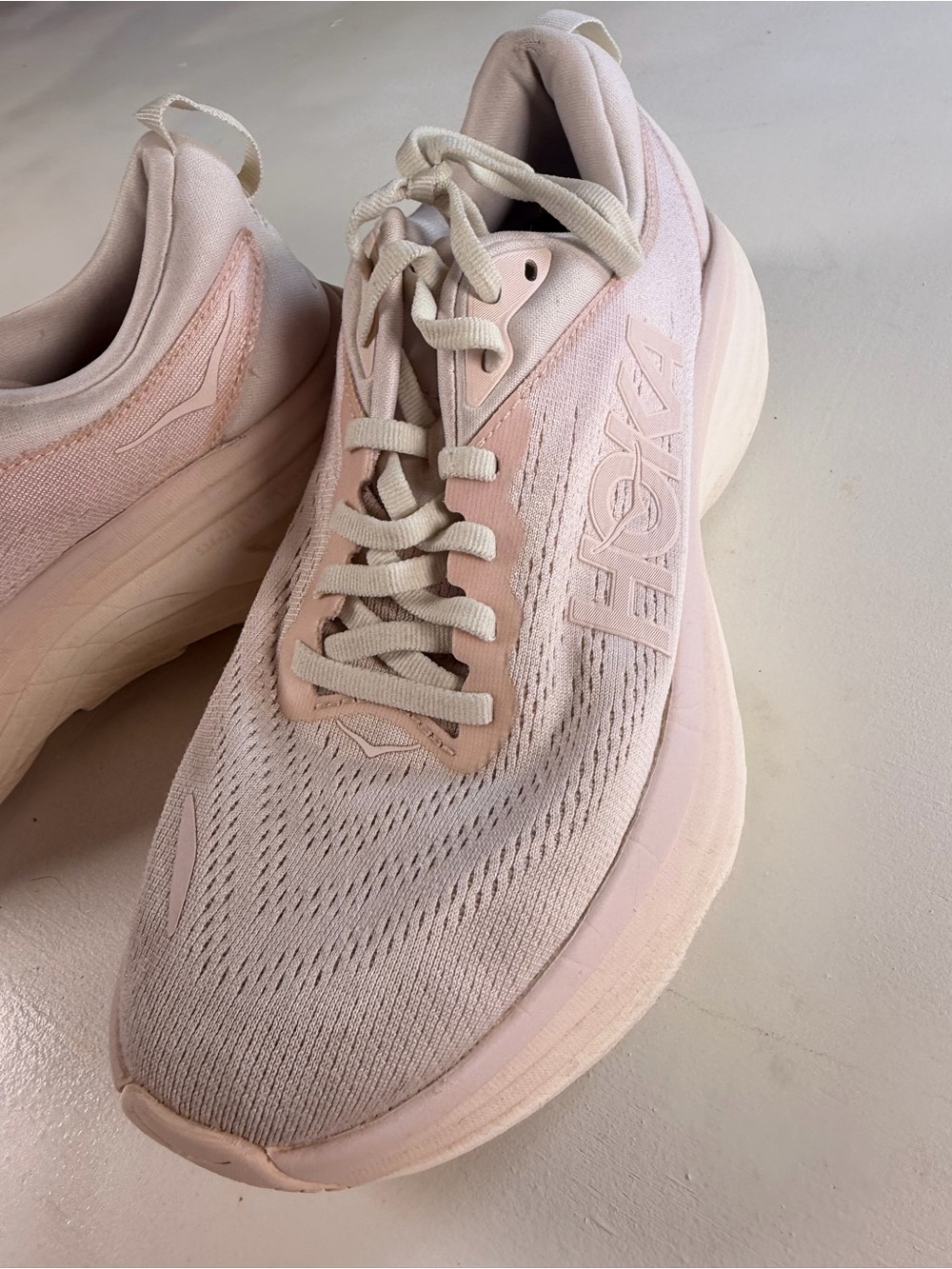 Hoka Running Sneakers Women 7.5 Pink Y2K Knit Cushioned Athleisure Shoes